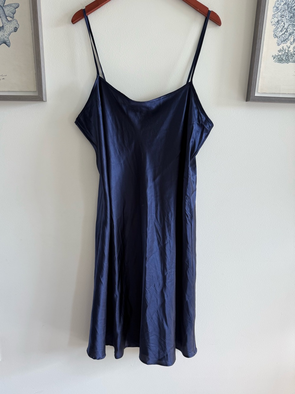 Lora Gene Midi Silk Slip Dress - Navy